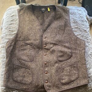 Ralph Lauren Double RL Brown wool tweed Men’s Vest .